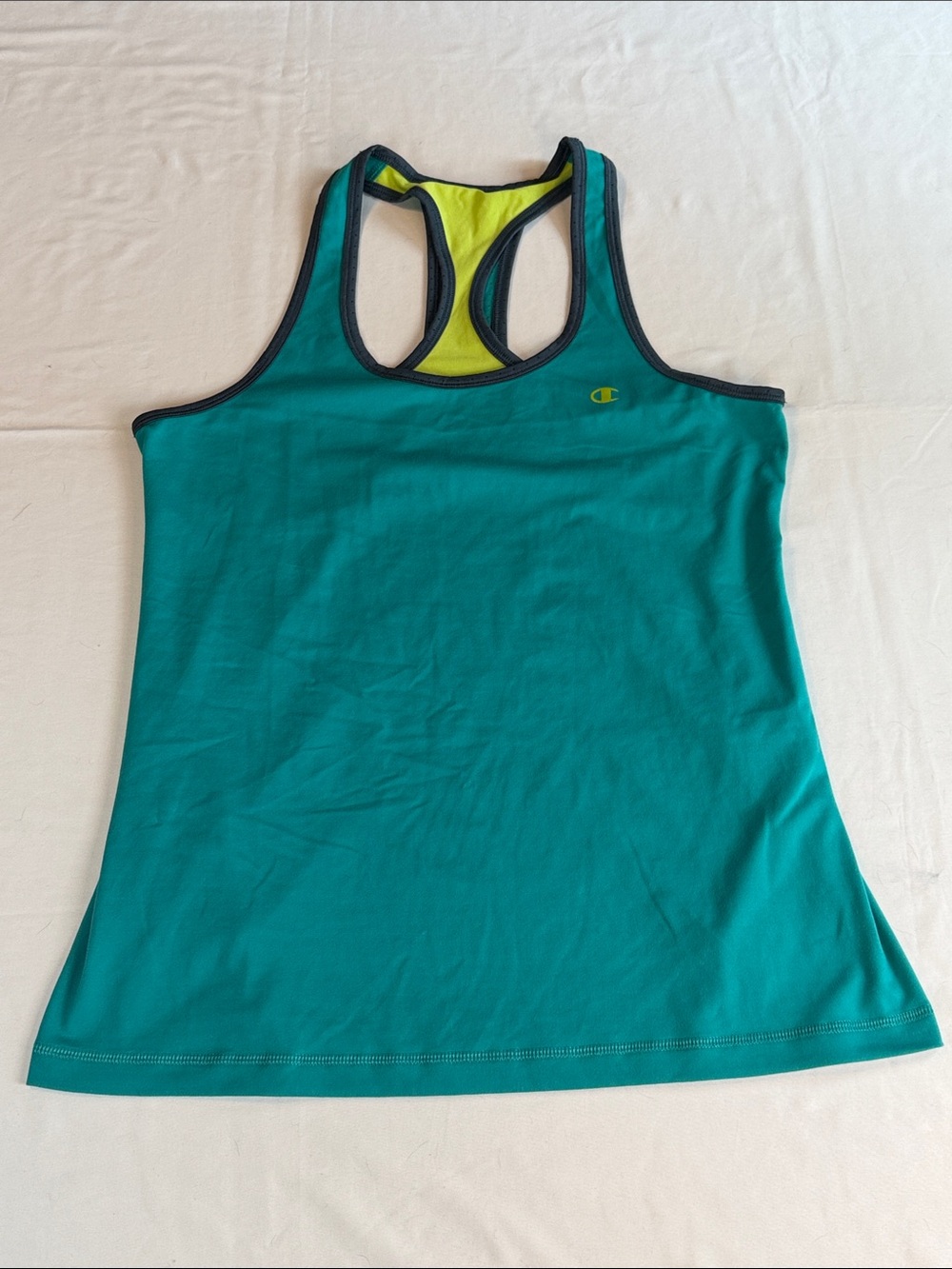 Champion Teal Racerback Tank with Lime Trim